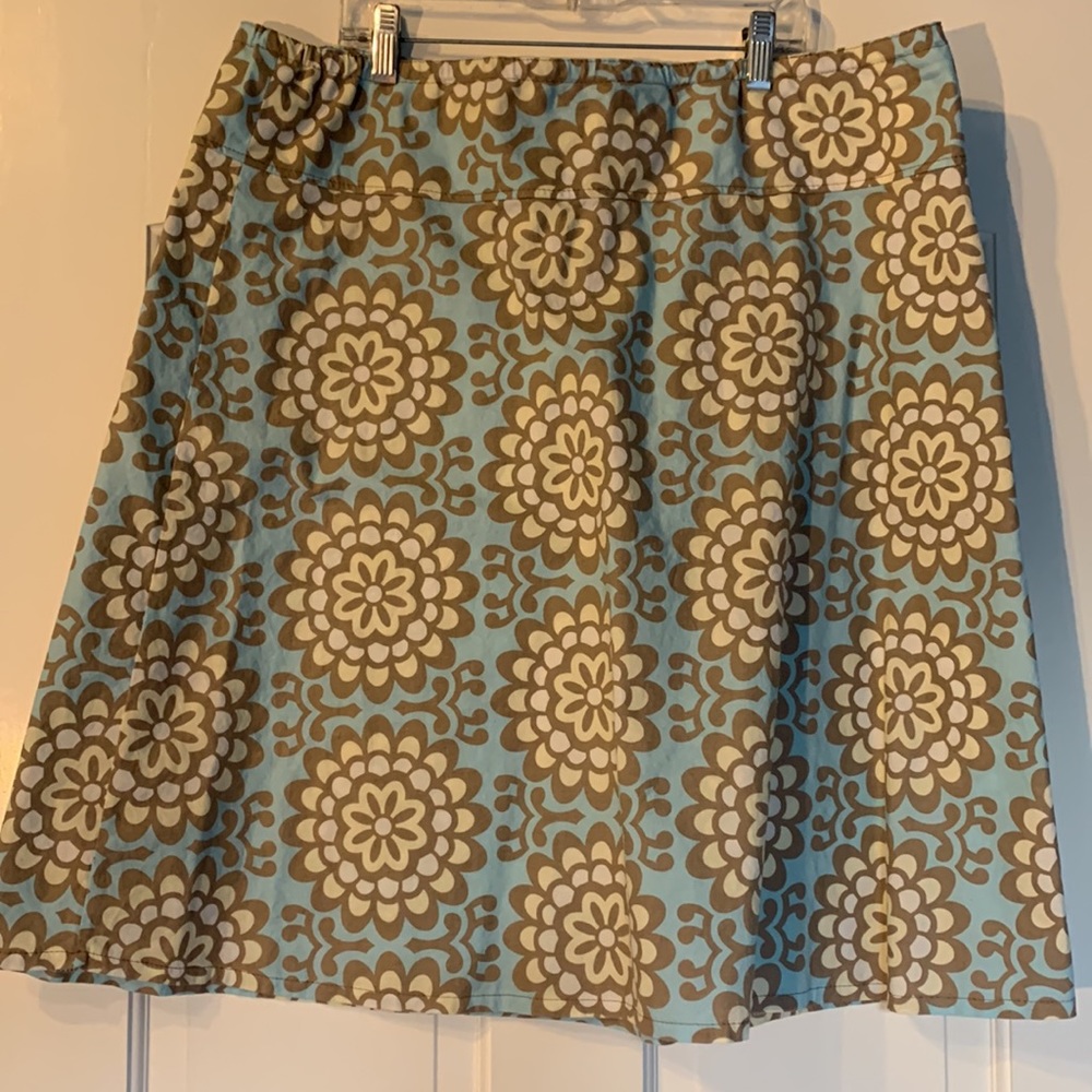A-Line Blue and Yellow Floral Cotton Skirt Size XXL - Picture 2 of 4